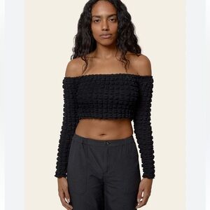 Find Me Now Black Off Shoulder Whimsigoth Crop Top